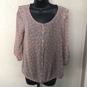 Pins and Needles Sheer Top Floral Blouse Shirt